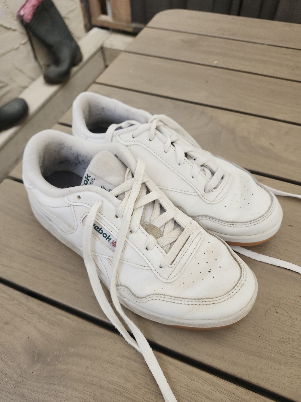 Reebok White Leather Women's Classic Sneakers with Gum Outsole
